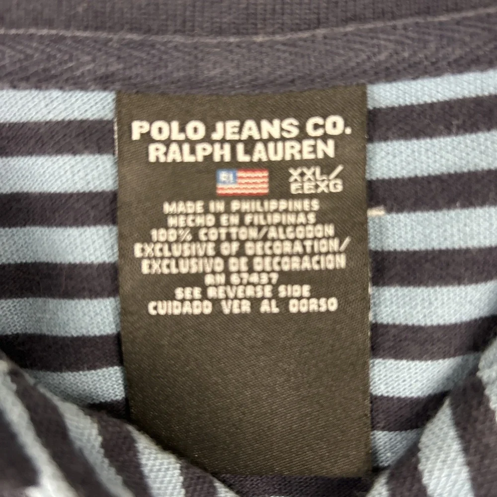 VTG Polo Jeans‎ Company Polo Shirt Short Sleeve Navy Blue Men's Size 2XL Striped
